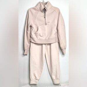 Womens Cream Quarter-Zip Sweatshirt and Joggers 2 Pc. Set Sm. & Extra Sm. #177